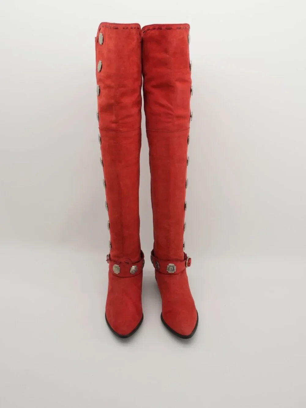 Concho Boots Tall Cowboy Vintage Southwestern OTK Red Western Boots Size 6.5